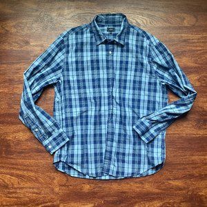 J. Crew Blue checkered long sleeve button down shirt